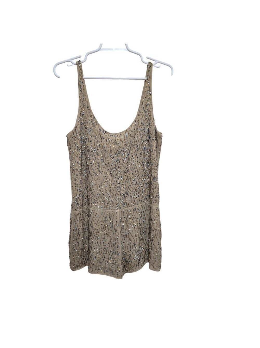 Zara Woman XS Nude Beaded Sequin Party Tank Top